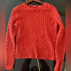 Valerie Stevens, Cable Knit Sweater, Women’s Size M 100% Cotton Orange/Red Color